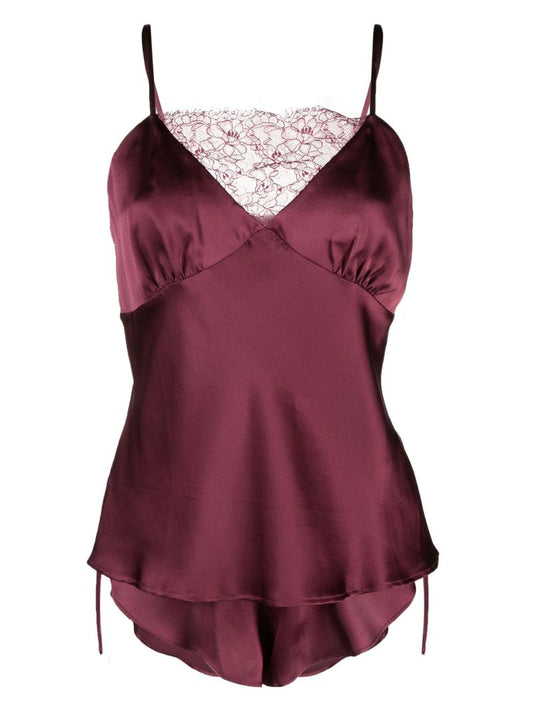Purple Silk Camisole and Short Set