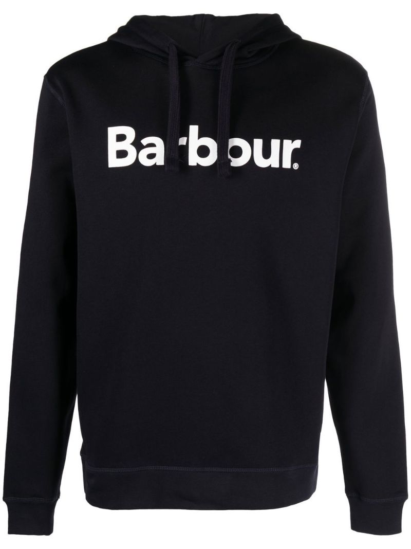 Navy Logo Print Hoodie