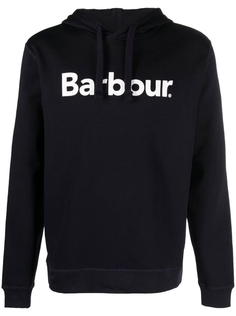 Navy Logo Print Hoodie