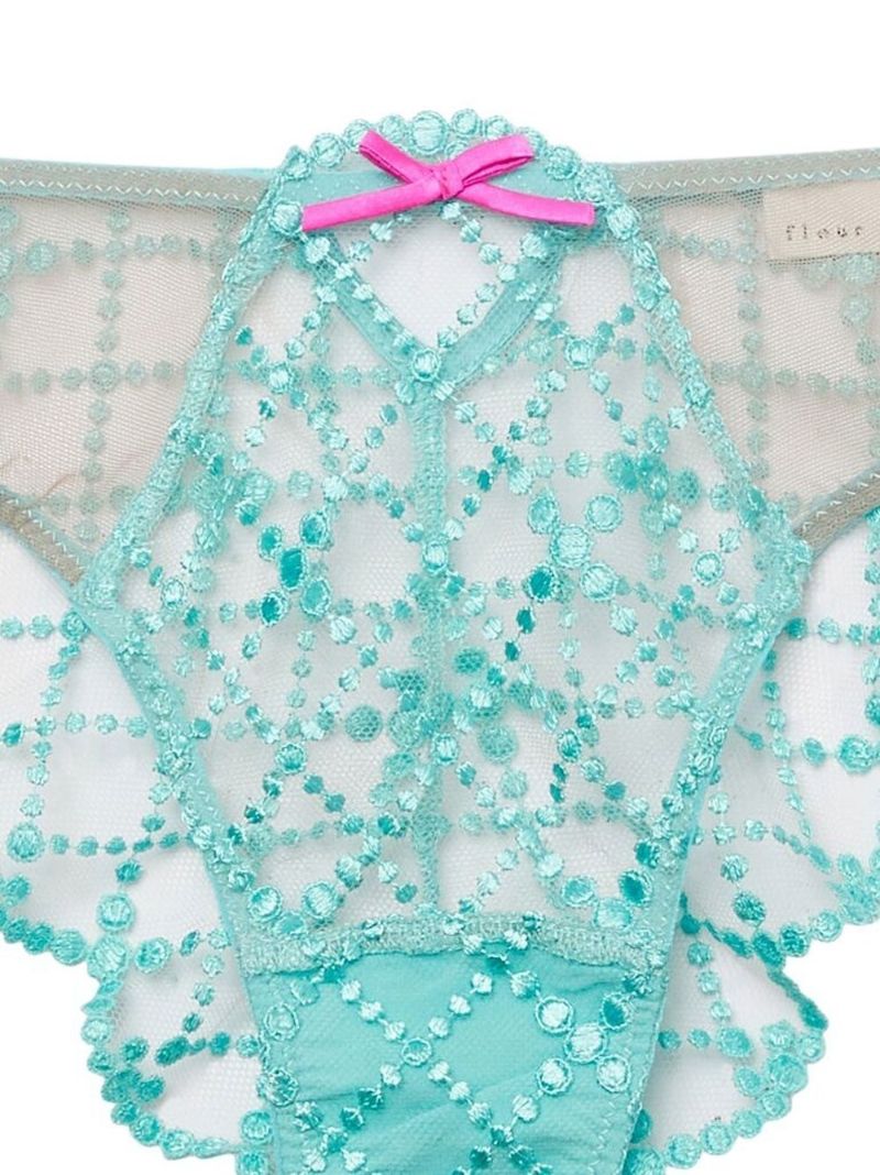 Jade Blue Dotty Grid Cheeky Stretch Silk Briefs