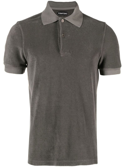 Grey Terrycloth Polo Shirt