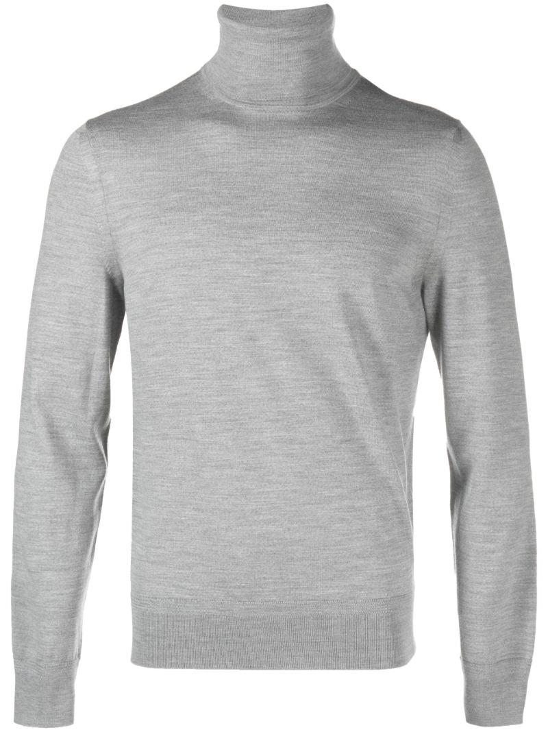 Grey Roll Neck Wool Sweater