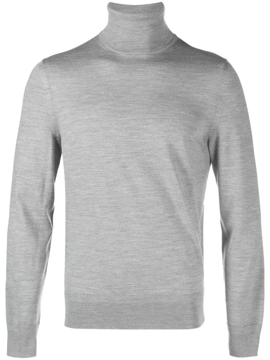Grey Roll Neck Wool Sweater