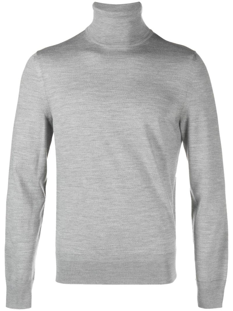 Grey Roll Neck Wool Sweater