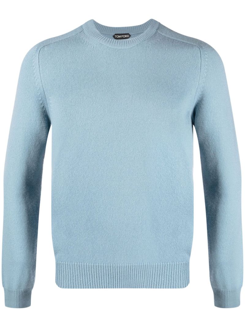 Blue Cashmere Crew Neck Sweater