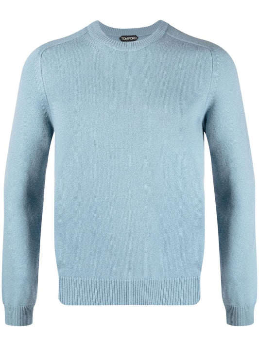 Blue Cashmere Crew Neck Sweater