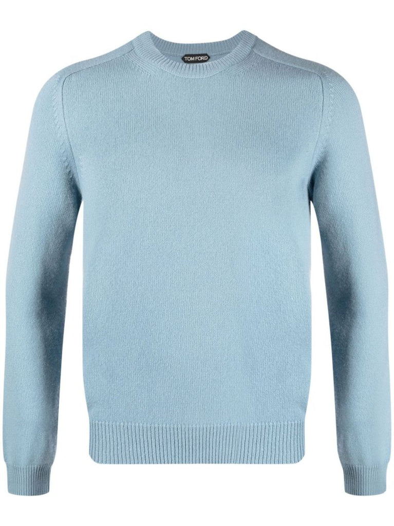 Blue Cashmere Crew Neck Sweater
