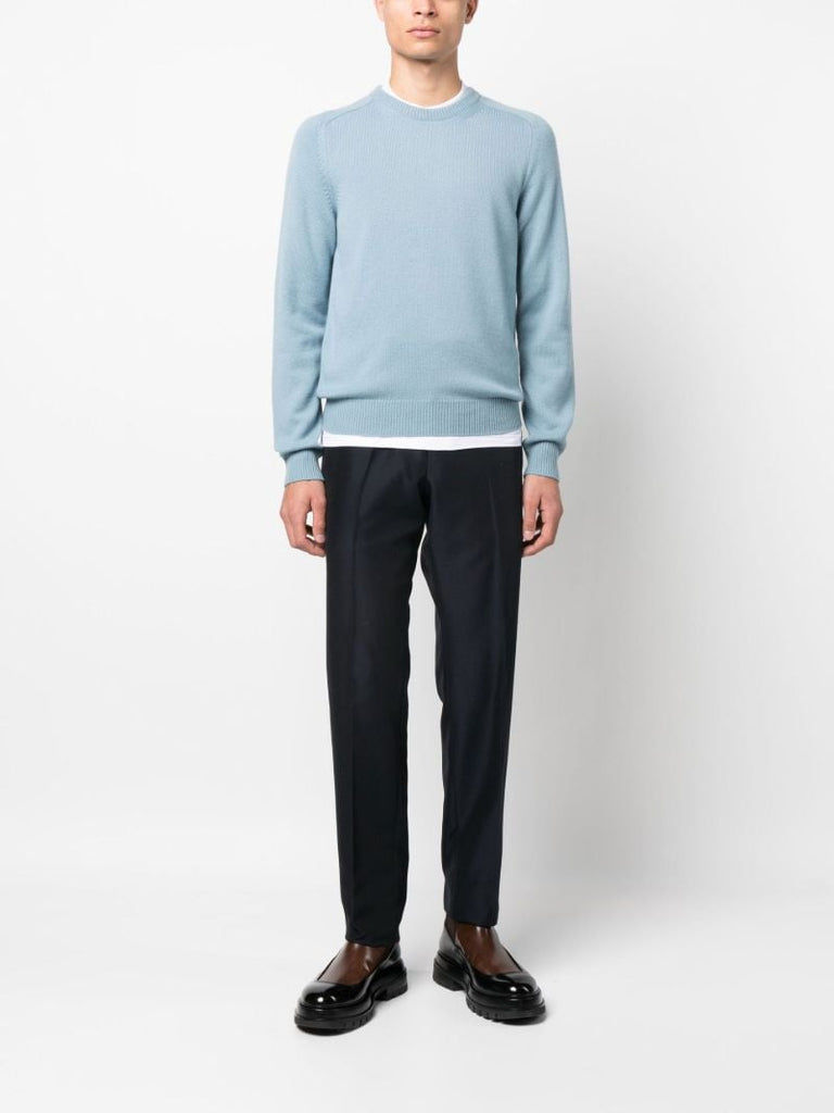 Blue Cashmere Crew Neck Sweater
