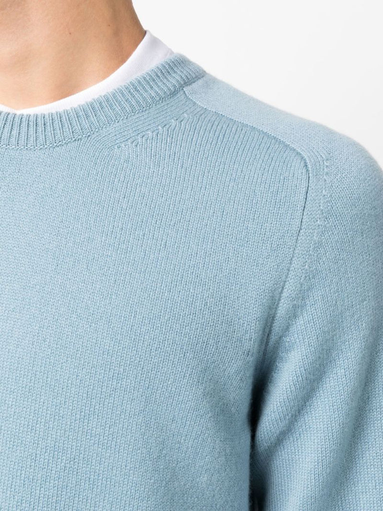 Blue Cashmere Crew Neck Sweater