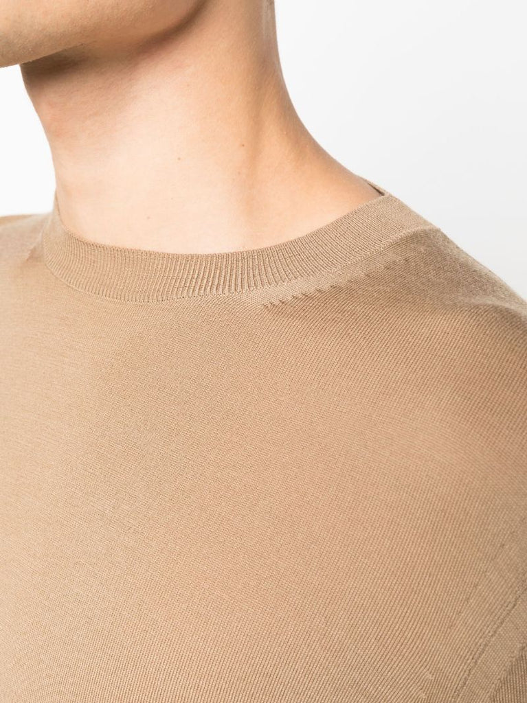 Neutral Fine Knit Wool Jumper