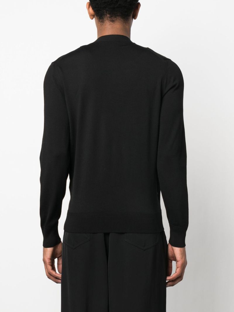 Black V-neck Wool Cardigan