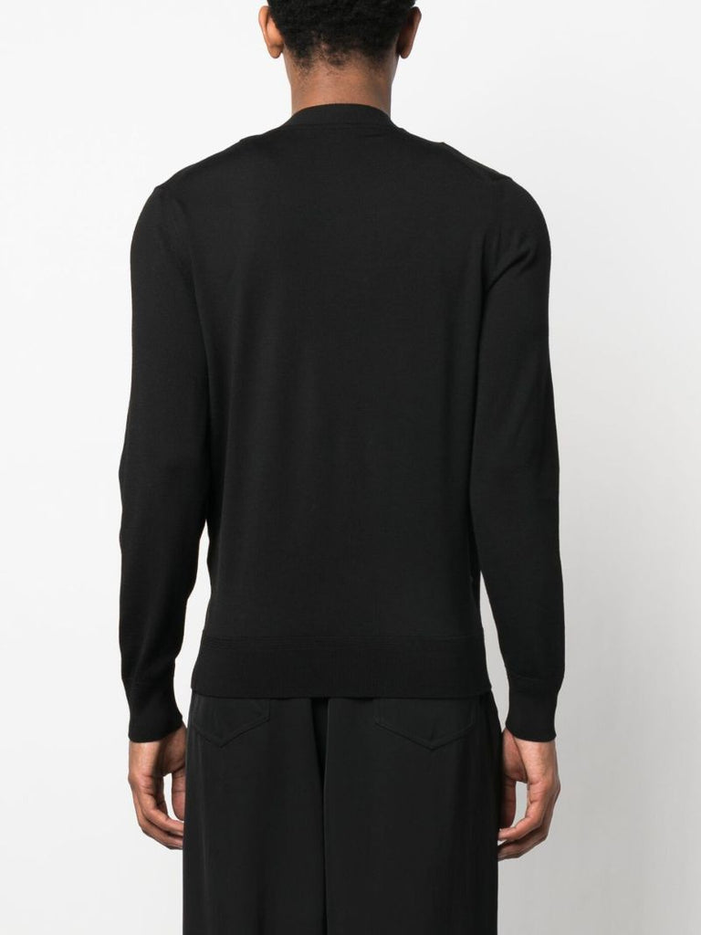 Black V-neck Wool Cardigan