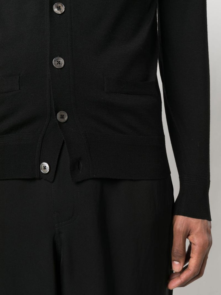 Black V-neck Wool Cardigan