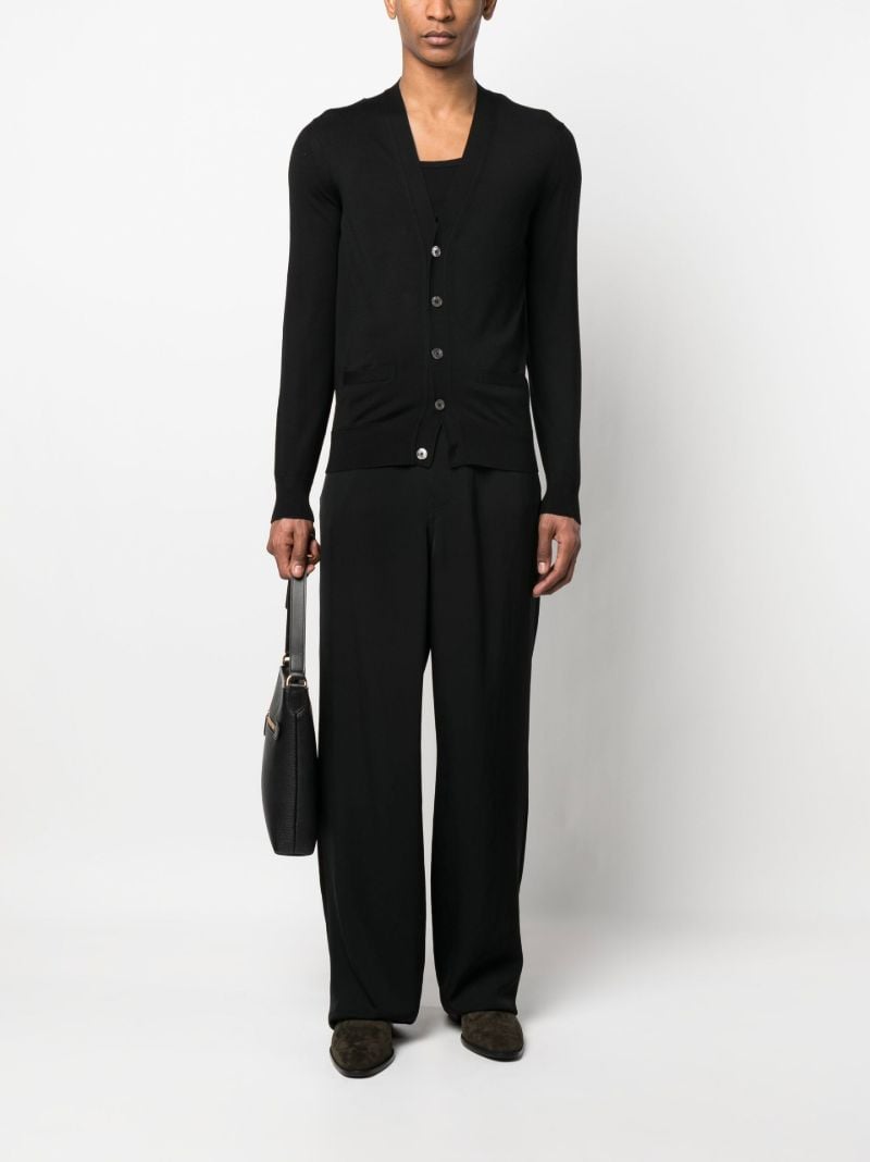 Black V-neck Wool Cardigan