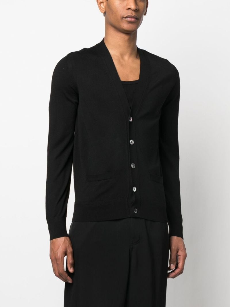 Black V-neck Wool Cardigan