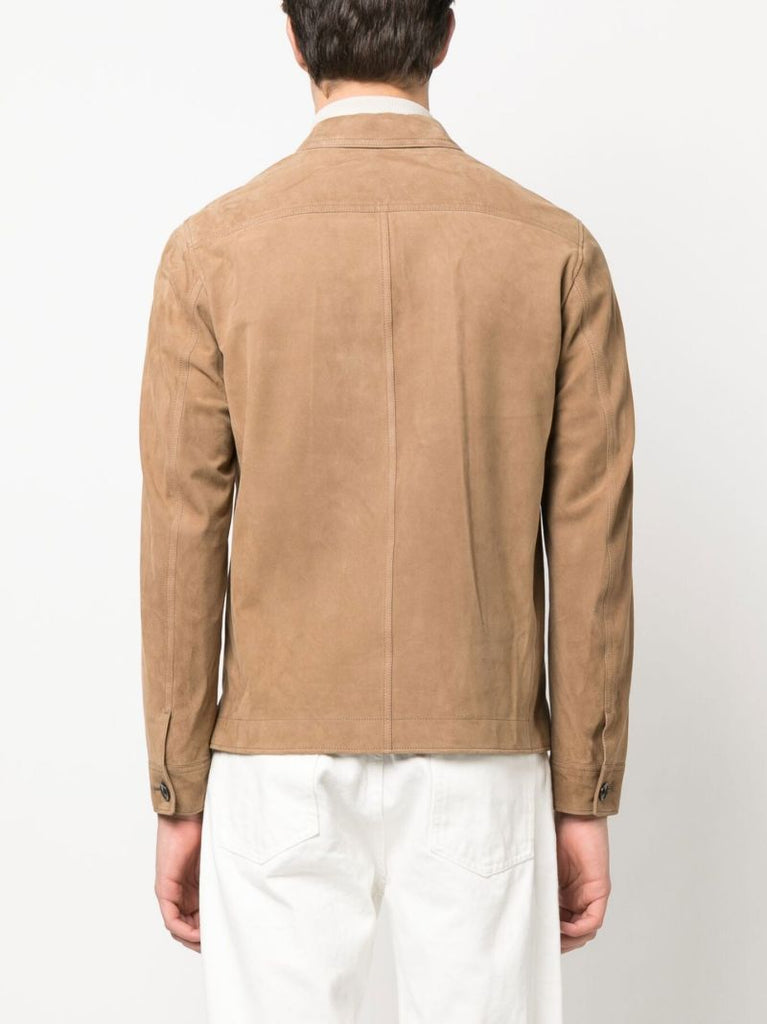 Neutral Suede Shirt Jacket