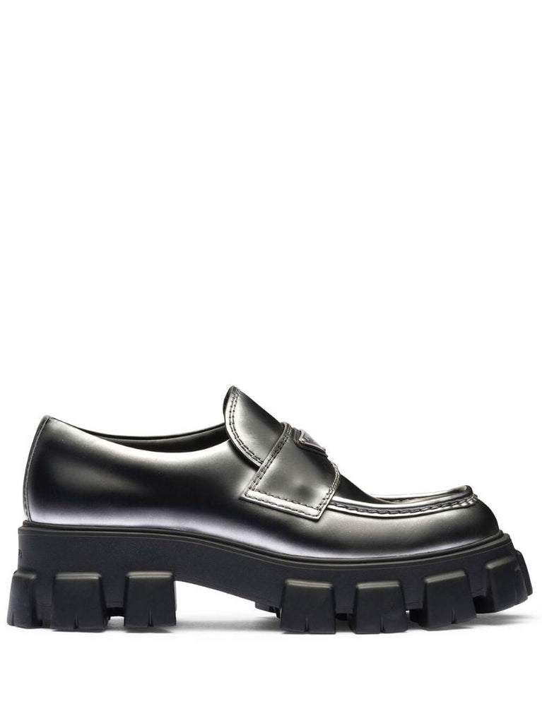 Black Monolith Metallic Leather Loafers
