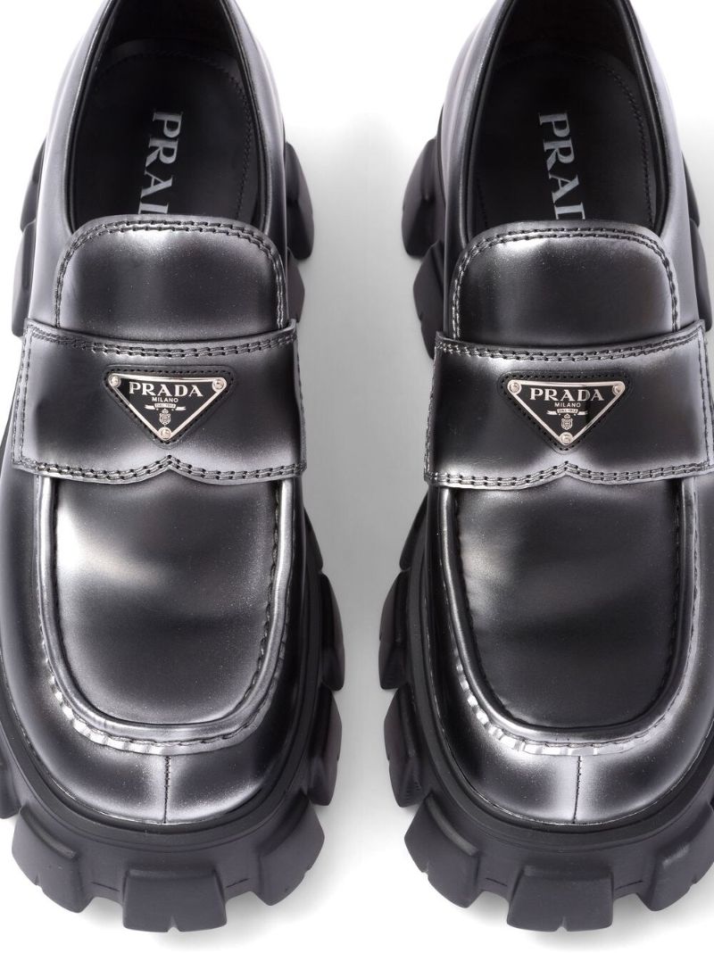 Black Monolith Metallic Leather Loafers