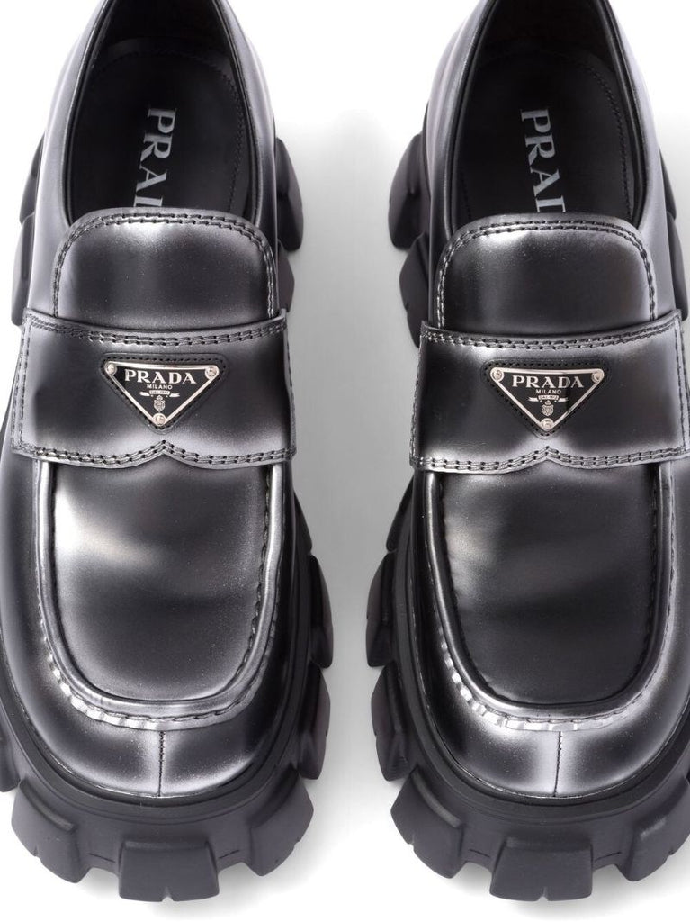 Black Monolith Metallic Leather Loafers