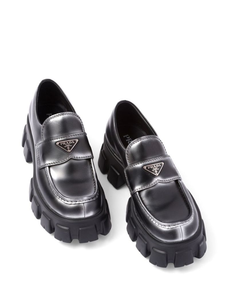 Black Monolith Metallic Leather Loafers