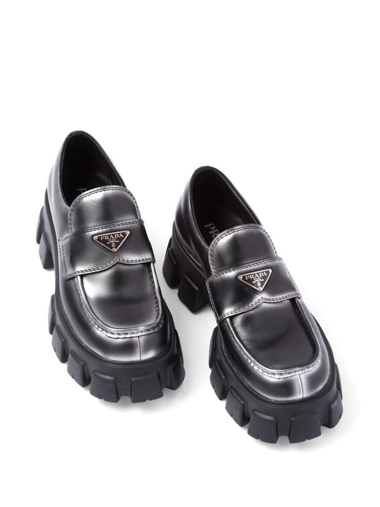 Black Monolith Metallic Leather Loafers