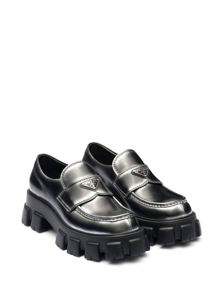Black Monolith Metallic Leather Loafers