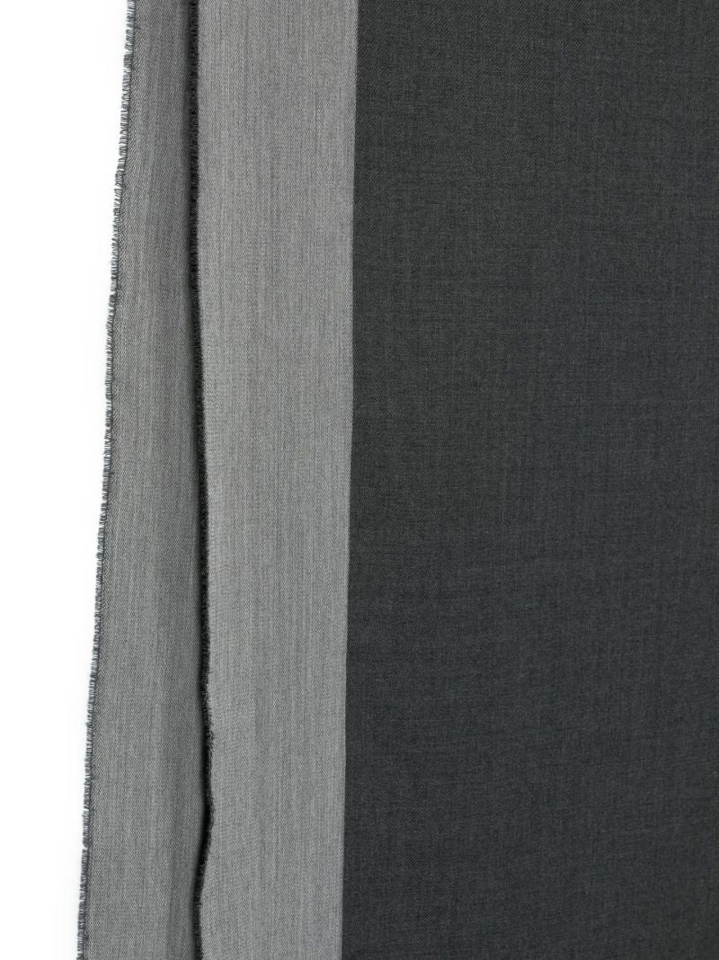 Grey Contrast Border Wool Scarf