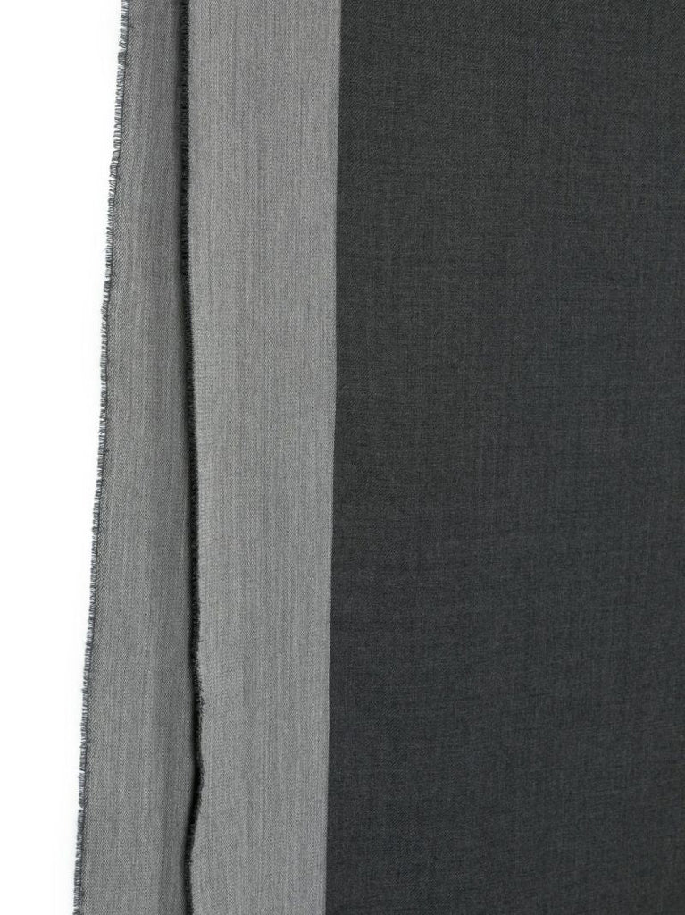 Grey Contrast Border Wool Scarf