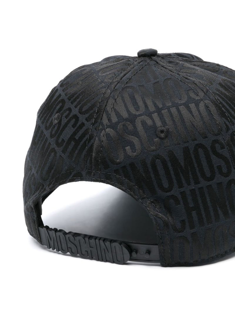 Black Monogram Print Baseball Cap