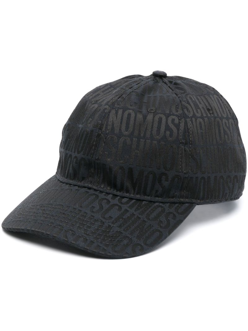 Black Monogram Print Baseball Cap