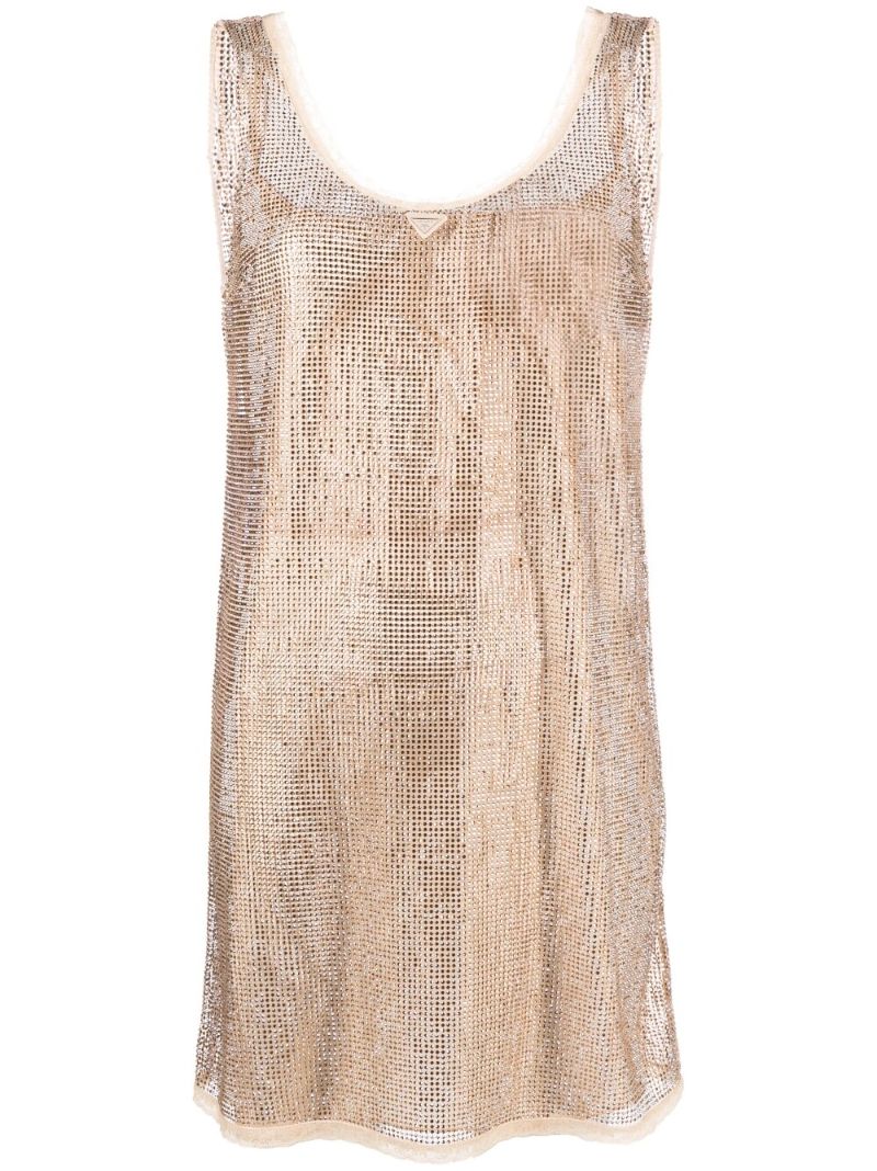 Gold-tone Rhinestone Mesh Dress