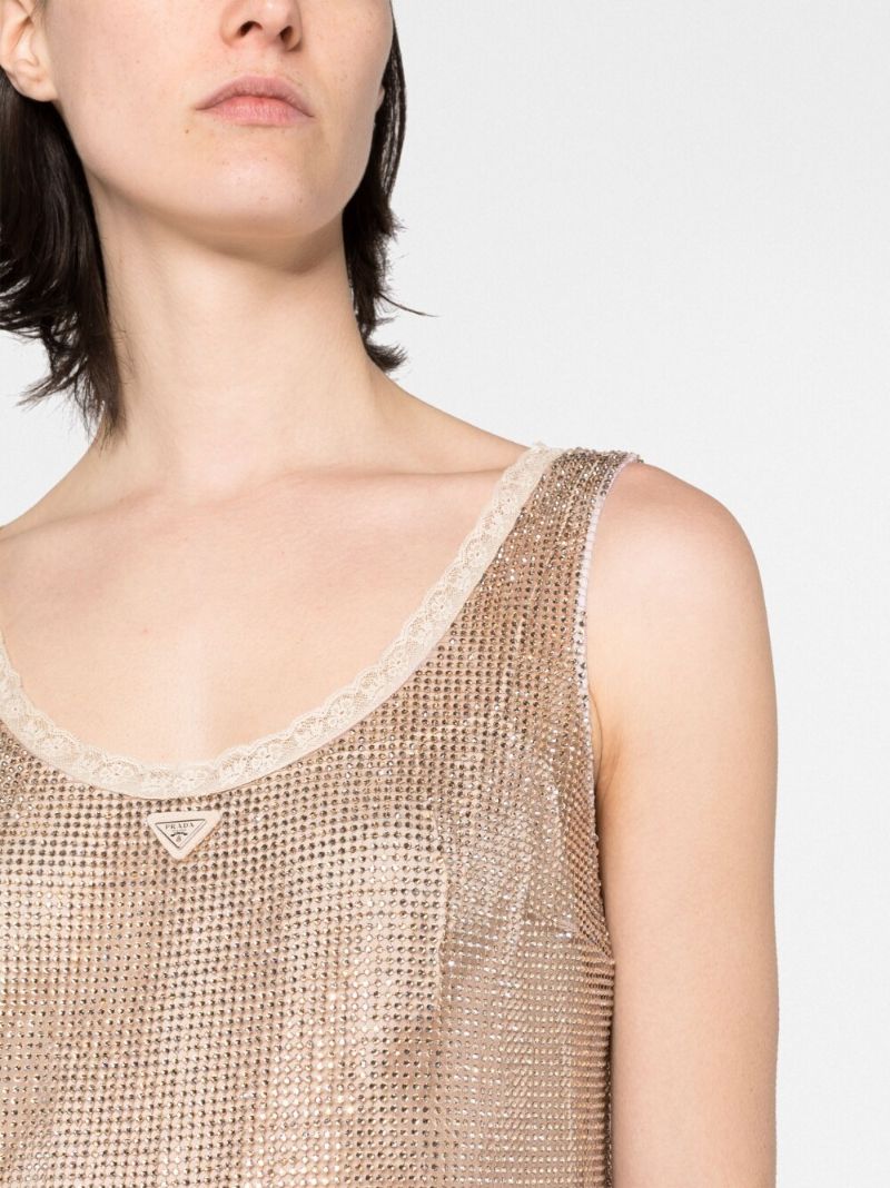 Gold-tone Rhinestone Mesh Dress