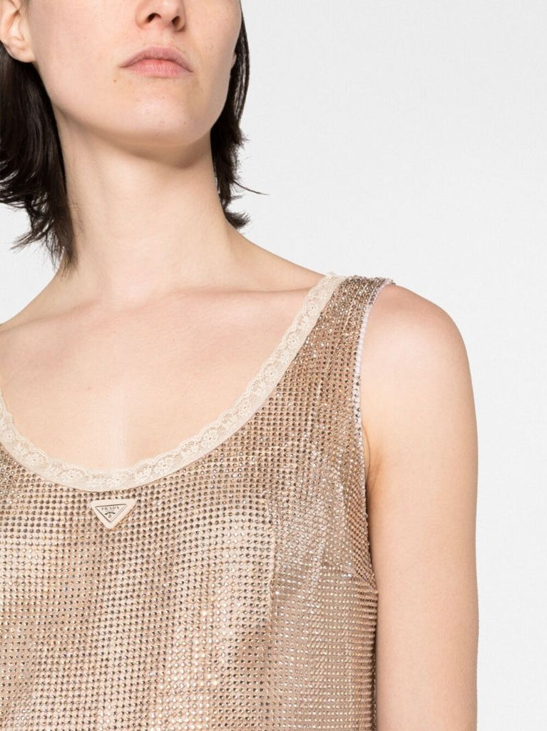 Gold-tone Rhinestone Mesh Dress