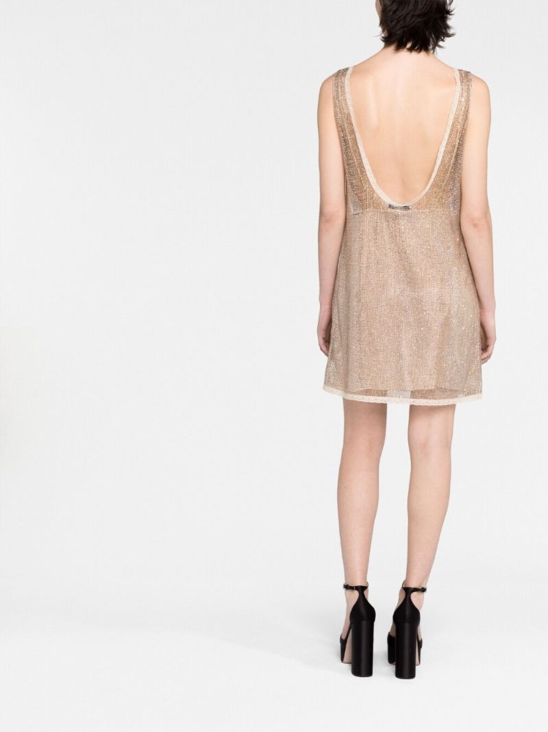 Gold-tone Rhinestone Mesh Dress