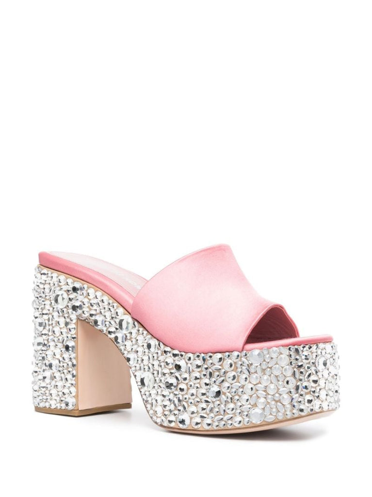 Pink Croco 65 Crystal Satin Mules