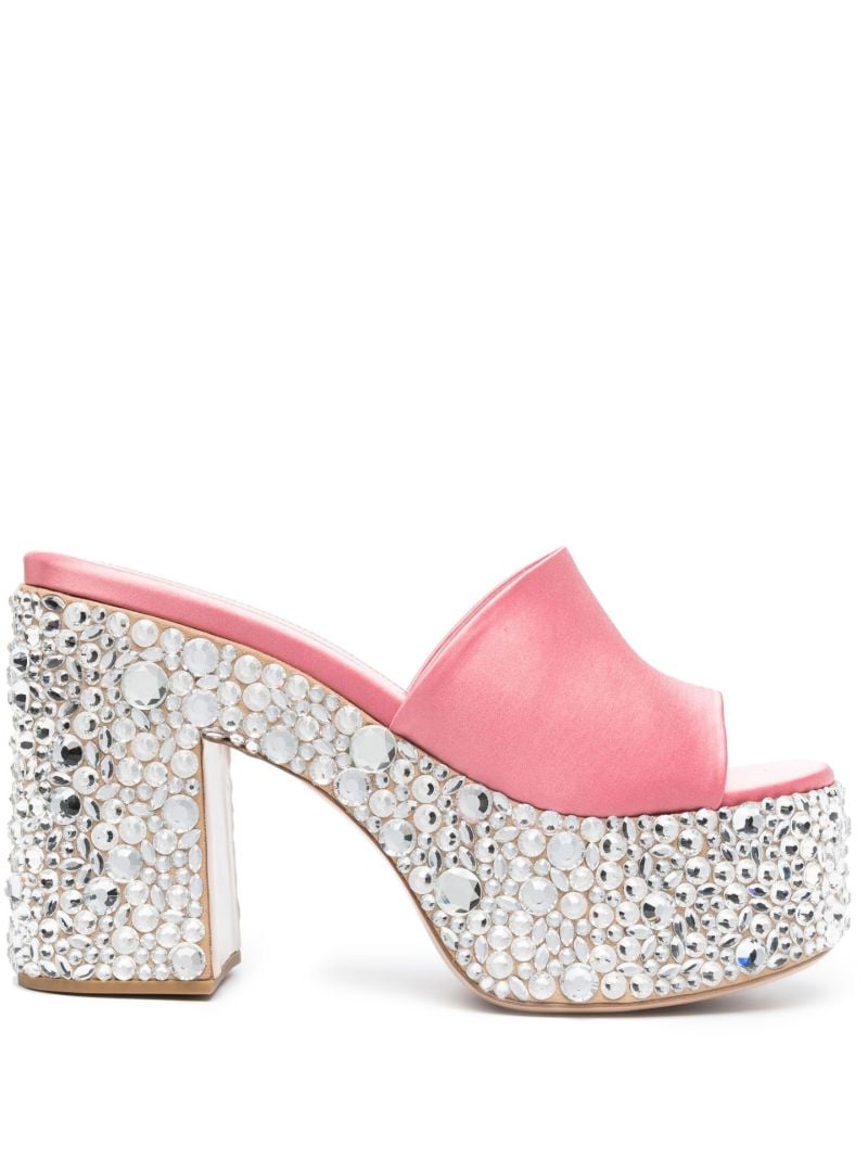 Pink Croco 65 Crystal Satin Mules