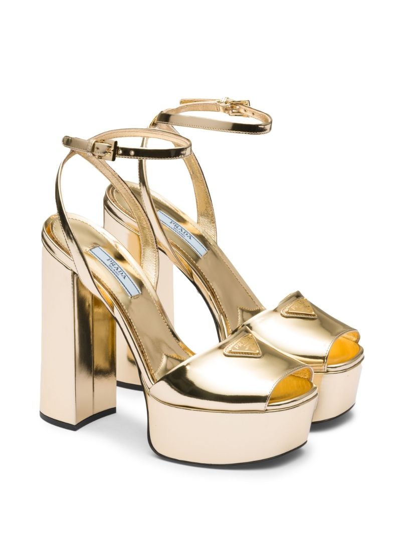 Gold 135 Platform Logo Sandals