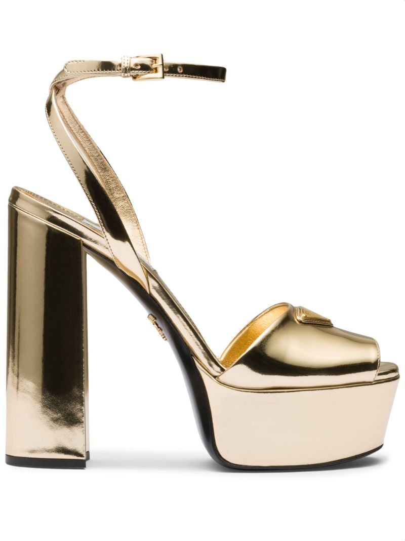 Gold 135 Platform Logo Sandals