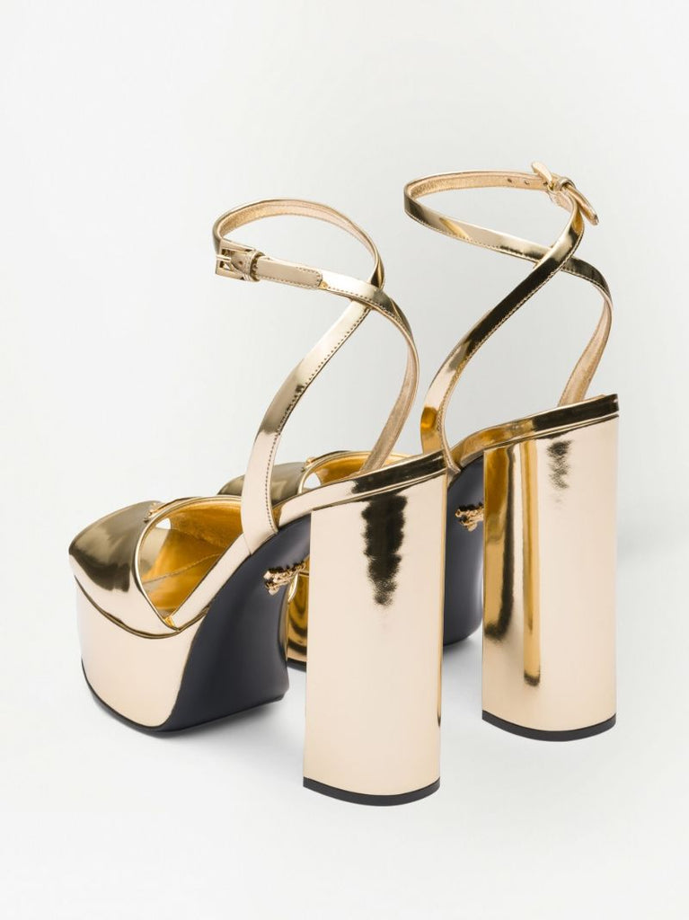 Gold 135 Platform Logo Sandals