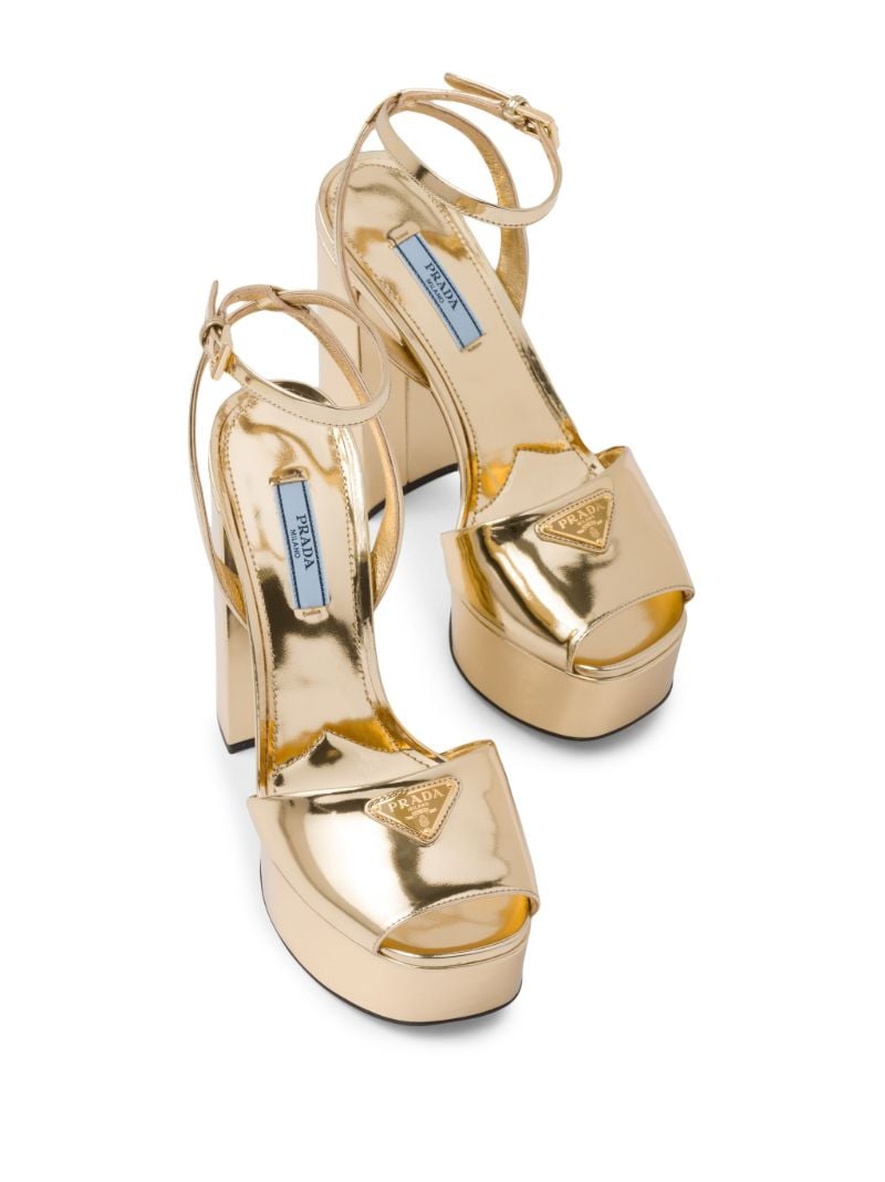 Gold 135 Platform Logo Sandals