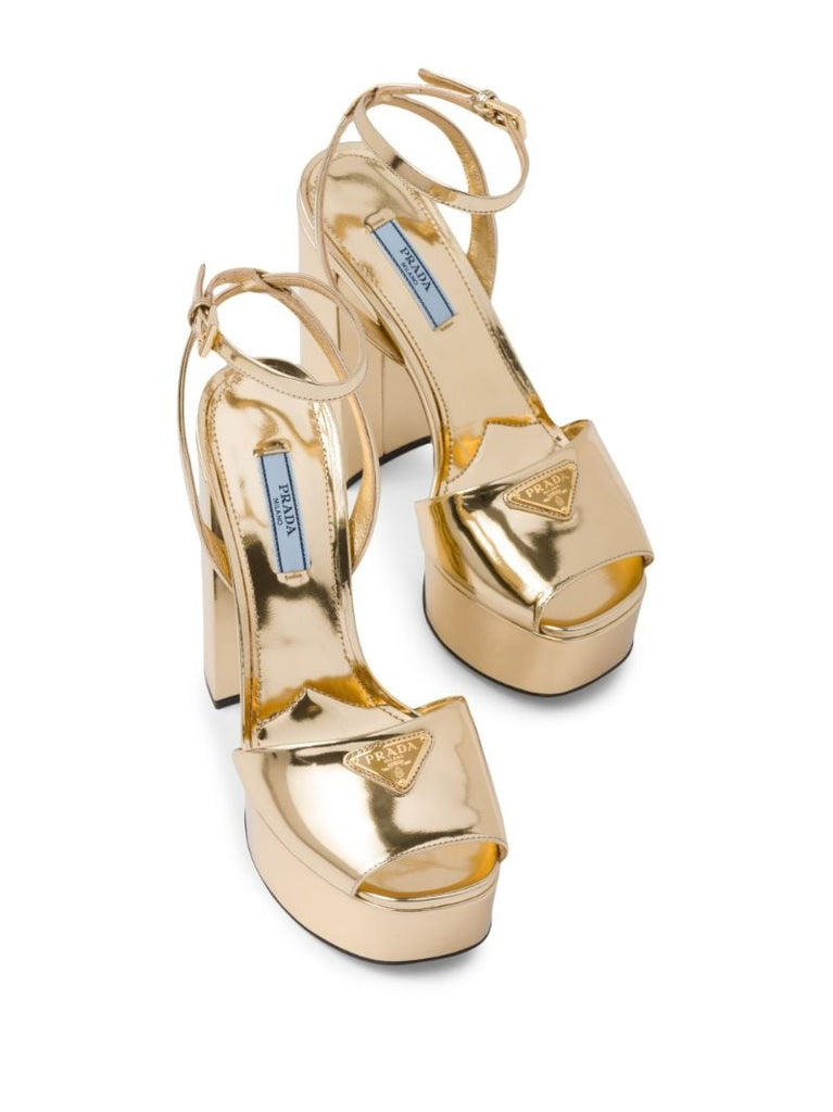 Gold 135 Platform Logo Sandals