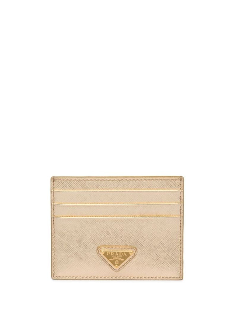 Gold Logo Plaque Leather Card Holder