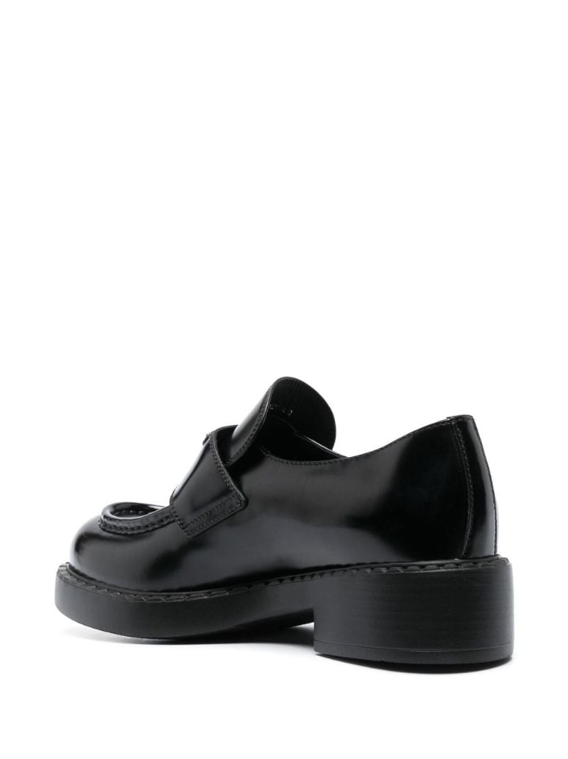 Black Logo Plaque Leather Loafers