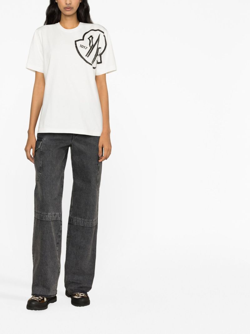 White Logo Print T-shirt