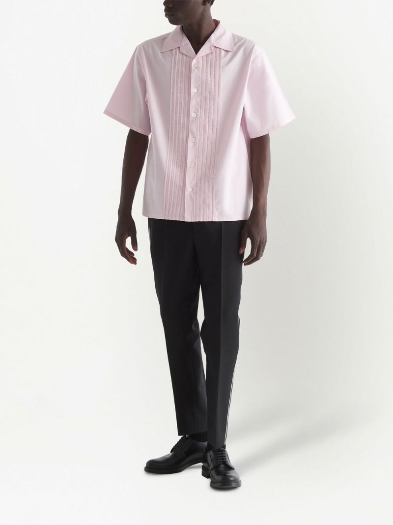 Pink Embroidered Short-sleeved Shirt
