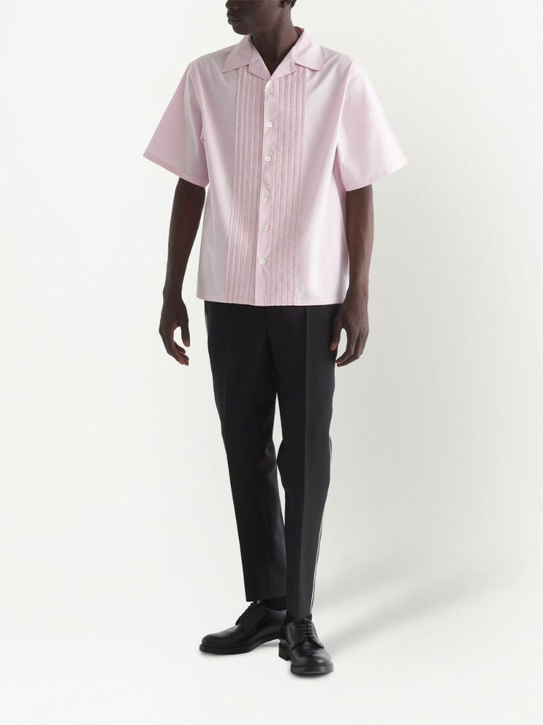 Pink Embroidered Short-sleeved Shirt