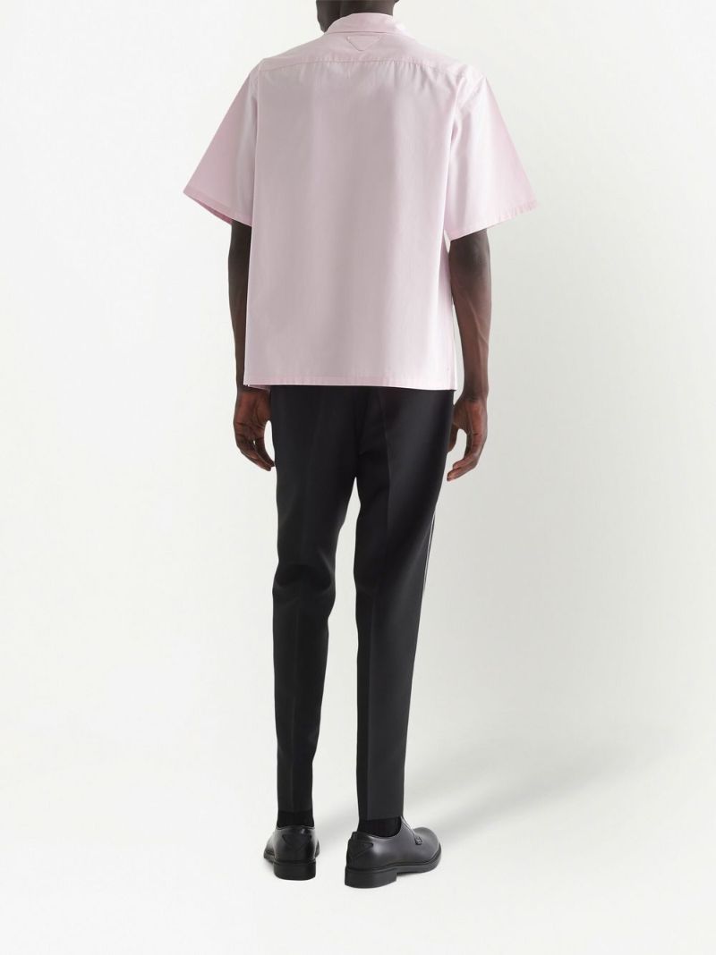 Pink Embroidered Short-sleeved Shirt