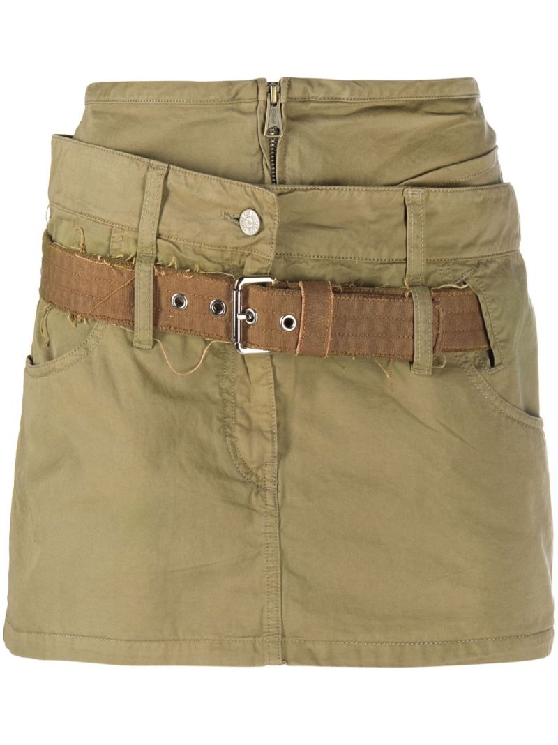 Green O-enthia Double-layer Mini Skirt