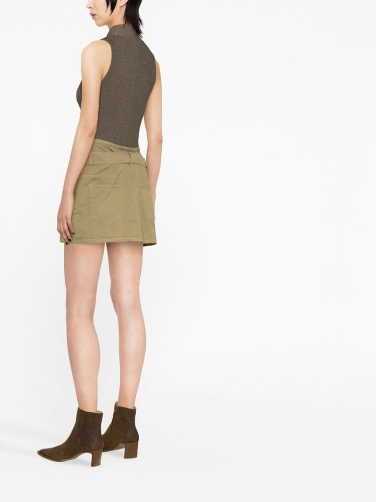 Green O-enthia Double-layer Mini Skirt