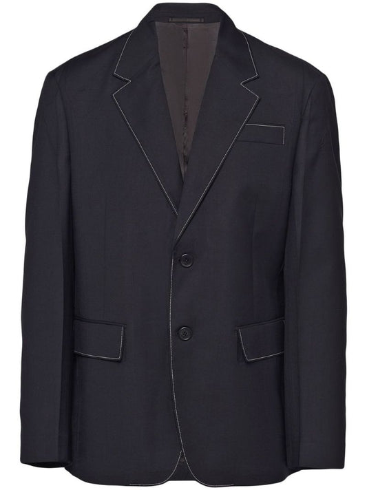 Black Single-breasted Wool Blazer